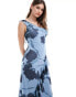 Фото #3 товара ASOS DESIGN one shoulder frill maxi dress with ruffles in blue floral print