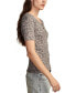 Фото #2 товара Women's Printed Ribbed Short-Sleeve Henley Tee