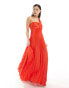 Mango one shoulder pleated maxi dress in red Красный, M - EU 38 - фото #1