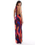 Flounce London high neck maxi dress in blur print Разноцветный, 42 - фото #3