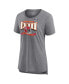 ფოტო #4 პროდუქტის Women's Heather Gray Kansas City Chiefs Super Bowl LVIII Our Pastime Tri-Blend Scoop Neck T-shirt