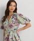 Фото #3 товара Women's Floral Cotton Voile Puff-Sleeve Dress