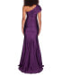 Juniors' One-Shoulder Draped Floor-Sweeping Gown