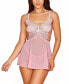 Women’s 2 PC Babydoll Lingerie Set with Laced Butterfly Bodice and Mesh Skirt
