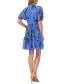 Фото #2 товара Women's Floral-Print Short-Sleeve Babydoll Dress