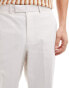 ASOS DESIGN smart wide leg linen blend trousers in off white