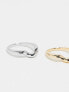 Фото #7 товара ASOS DESIGN pack of 2 molten rings in mixed metal design