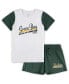 ფოტო #1 პროდუქტის Women's White, Green Green Bay Packers Plus Size Downfield T-shirt and Shorts Sleep Set