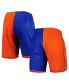 Men's Blue and Orange New York Knicks Hardwood Classics 1996 Split Swingman Shorts