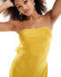 ASOS DESIGN satin bandeau bias maxi dress with tie back in bright yellow Желтый, 42 - фото #4