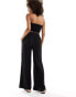 Фото #3 товара In The Style x Perrie Sian exclusive textured tie waist wide leg beach trousers in black