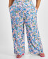 ფოტო #1 პროდუქტის Trendy Plus Size Textured Floral Wide-Leg Pants, Created for Macy's