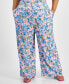 Trendy Plus Size Textured Floral Wide-Leg Pants, Created for Macy's