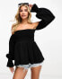 ASOS DESIGN off shoulder textured blouse in black Черный, 32 - фото #1