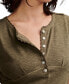 Women's Crochet-Trim Short-Sleeve Henley T-Shirt