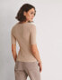 NA-KD round neck tight fit ribbed t-shirt in beige