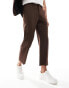 ASOS DESIGN straight crop suit trousers in brown