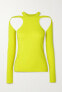DION LEE 289225 Women's Cutout merino wool-blend top Acid Yellow Size M