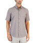 Фото #1 товара Men's Alfatech Geometric Dot Stretch Button-Up Short-Sleeve Shirt, Created for Macy's