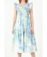 Women's Tie-dye Smocked Detail Midi Dress