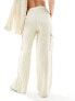 Vila wide leg cargo trouser co-ord in beige sheen