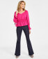 Фото #4 товара Women's Long-Sleeve Smocked Blouse, Created for Macy's