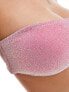 Brave Soul glitter bandeau bikini top with removable cups in pink