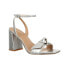 Фото #1 товара Sam & Libby Jordan Sandals Women's US 8 Silver Adjustable Ankle Strap High-Heel