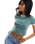 Levi's mini ringer t-shirt with chest text logo in green grün, XS - фото #1