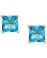 ფოტო #5 პროდუქტის Blue Topaz Square Stud Earrings (7/8 ct. t.w.) in 14k Gold