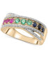 ფოტო #1 პროდუქტის Multi-Gemstone (3/4 ct. t.w.) & Diamond (1/6 ct. t.w.) Crossover Ring in 14k Gold