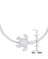 Cubic Zirconia Adjustable Turtle Bracelet in Silver Plate