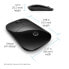 HP Z3700 Black Wireless Mouse - Ambidextrous - Optical - RF Wireless - 1200 DPI - Black