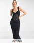 Фото #2 товара ASOS DESIGN Tall lace insert corset midi dress in black