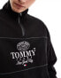 Tommy Jeans relaxed luxe athletic 1/2 zip fleece in black