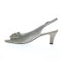 David Tate Spirit Womens Gray Wide Canvas Hook & Loop Slingback Heels Shoes 7.5
