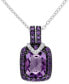 ფოტო #1 პროდუქტის Amethyst (3 ct. t.w.) & Diamond (1/20 ct. t.w.) 18" Pendant Necklace in Sterling Silver