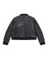 Big Girls Faux Leather Bomber Jacket Черный, 10 - фото #2