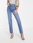 Фото #4 товара ASOS DESIGN Tall 90's straight jean with raw hem in mid blue