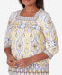 Women's Charleston Medallion Border Square Neckline Top