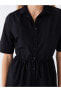 Gömlek Yaka Düz Kısa Kollu Poplin Kadın Elbise