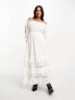 Фото #1 товара Miss Selfridge lace insert bardot maxi dress in ivory