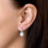 Sparkling silver dangle earrings with pearl 21047.1