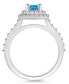 ფოტო #3 პროდუქტის Blue Topaz and Diamond Halo Ring