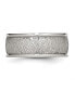 Stainless Steel Polished Textured 9mm Rounded Edge Band Ring