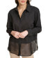 Фото #4 товара Women's Mixed Media Button-Front Shirt