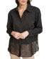 ფოტო #4 პროდუქტის Women's Mixed Media Button-Front Shirt