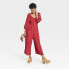 Women's Puff 3/4 Sleeve Jumpsuit - Knox Rose Red Dot XL