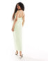 Forever New Petite asymmetrical linen tie back midi dress in lime green