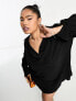 Фото #1 товара ASOS DESIGN Curve cowl neck long sleeve mini dress in black